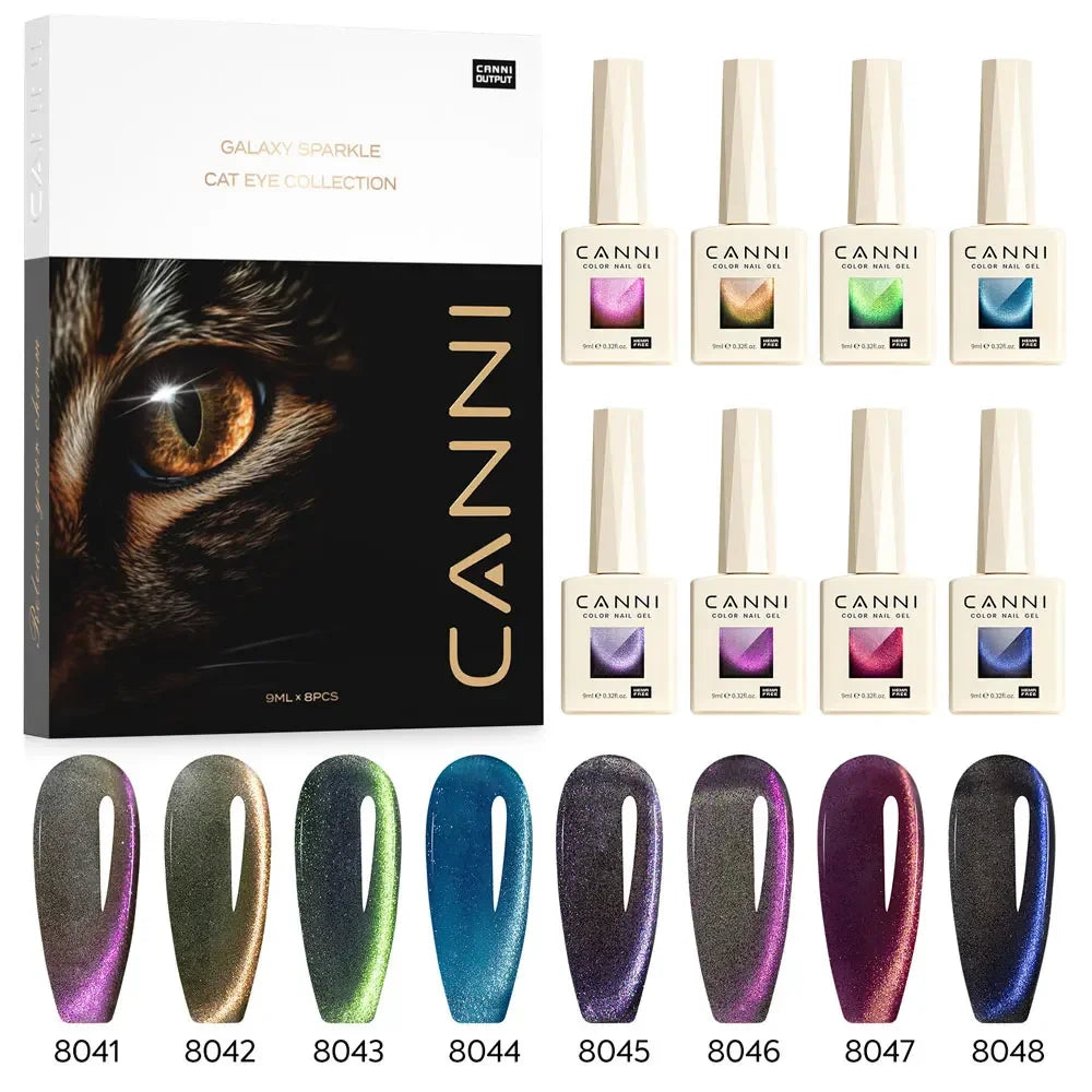 CANNI HEMA TPO FREE Gel Nail Polish Galaxy Cat Eye Gel Magnet Glitter Diamond Sparkle Gorgeous Color Soak Off UV LED Gel Lacquer