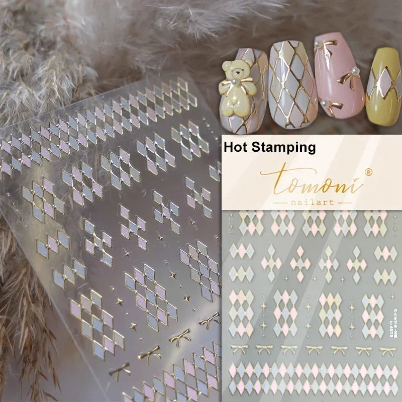 1pcs Elegant 5D Pearl Lace Wave Nail Art Stickers Exquisite White Lines Nail Decoration Decals DIY Self Adhesive Transfer Slider