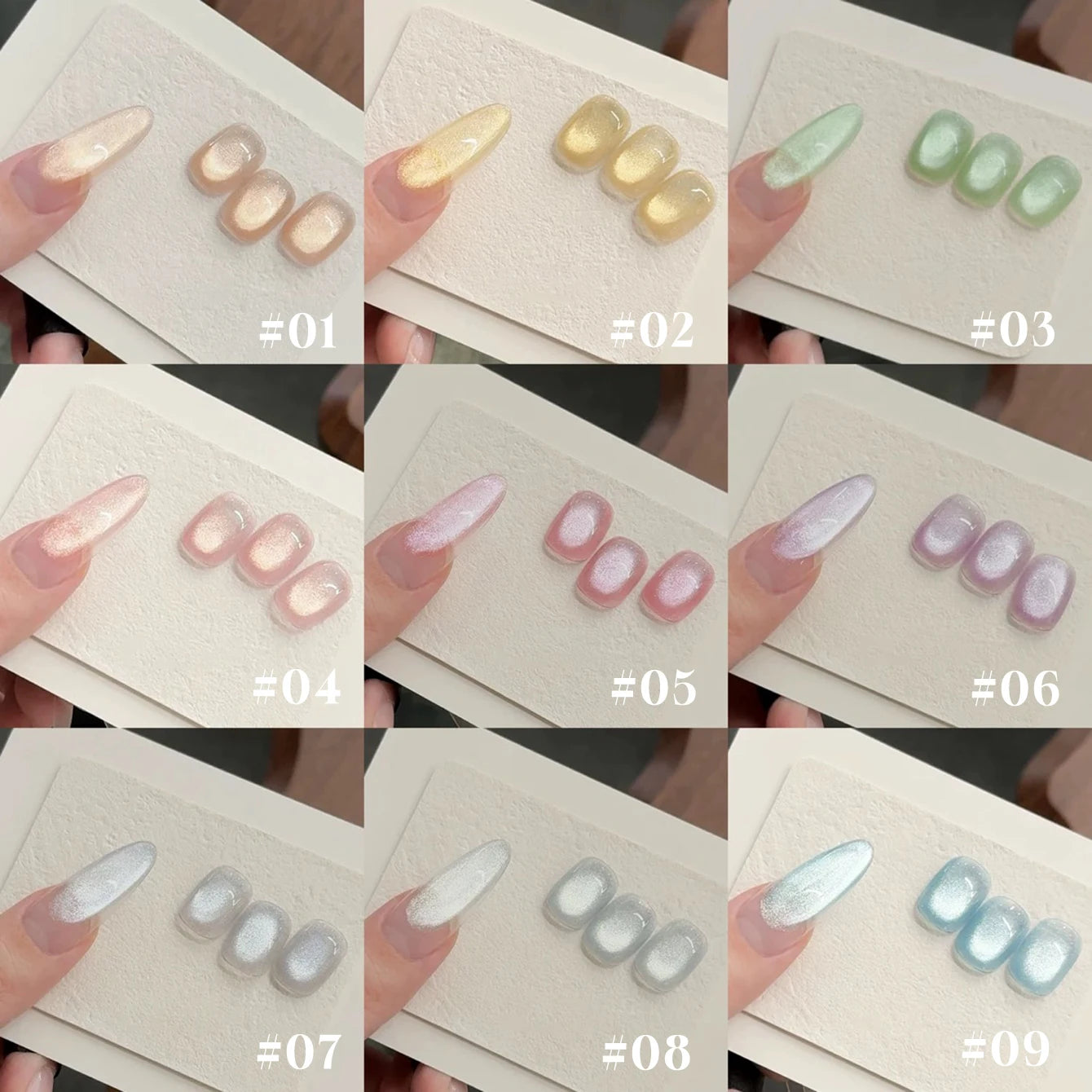 MIANEL 1-16PCS Light Smoke Magnet Cat Eye Gel Nail Polish 2025 New Glass Bead Nude Pink Nail Glue Pink Nails Blue Nails Nail Art