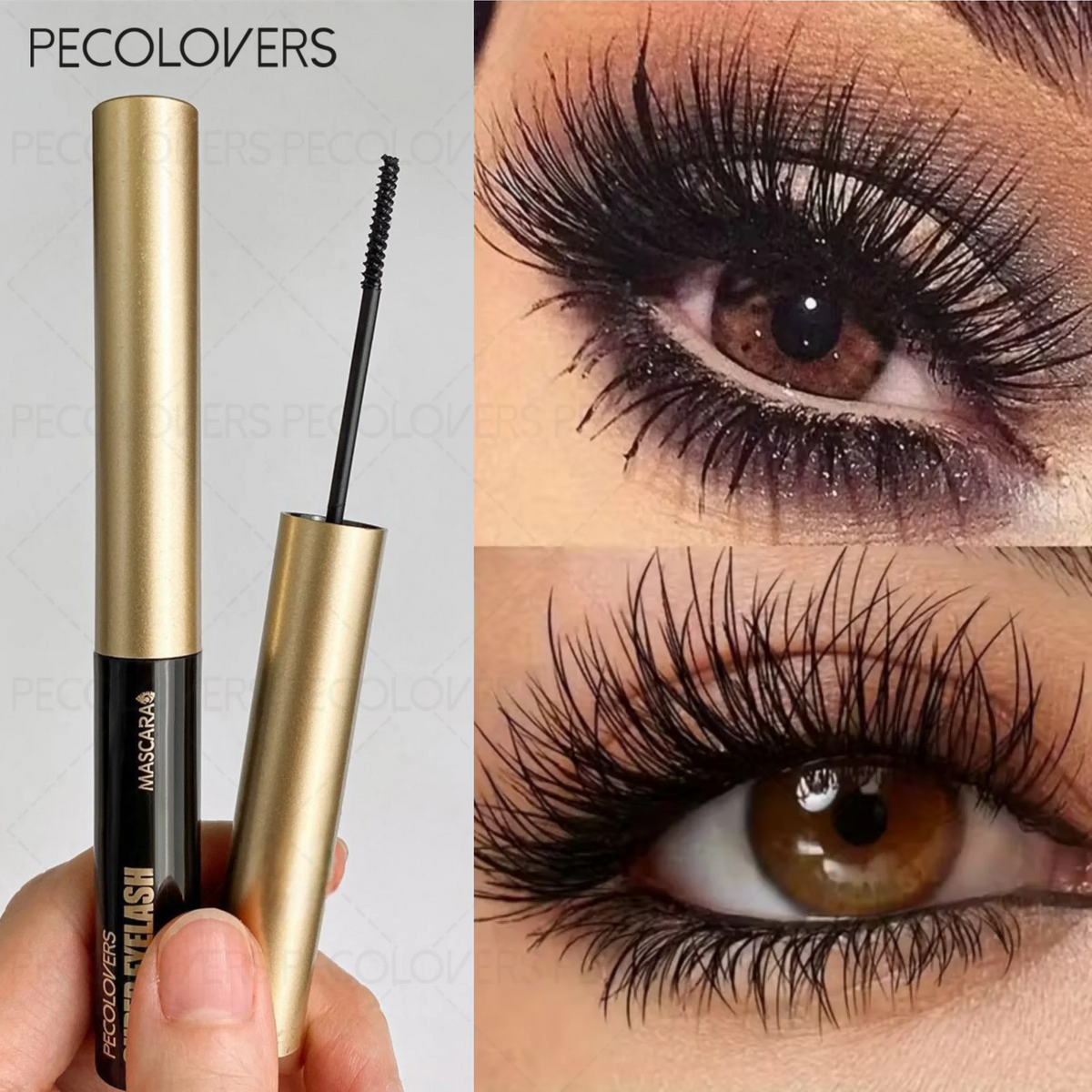 4D Silk Fiber Mascara, Waterproof Lengthening Curling, Waterproof Clump-free Long-lasing, with Thin Brush, Beginner-Friendly