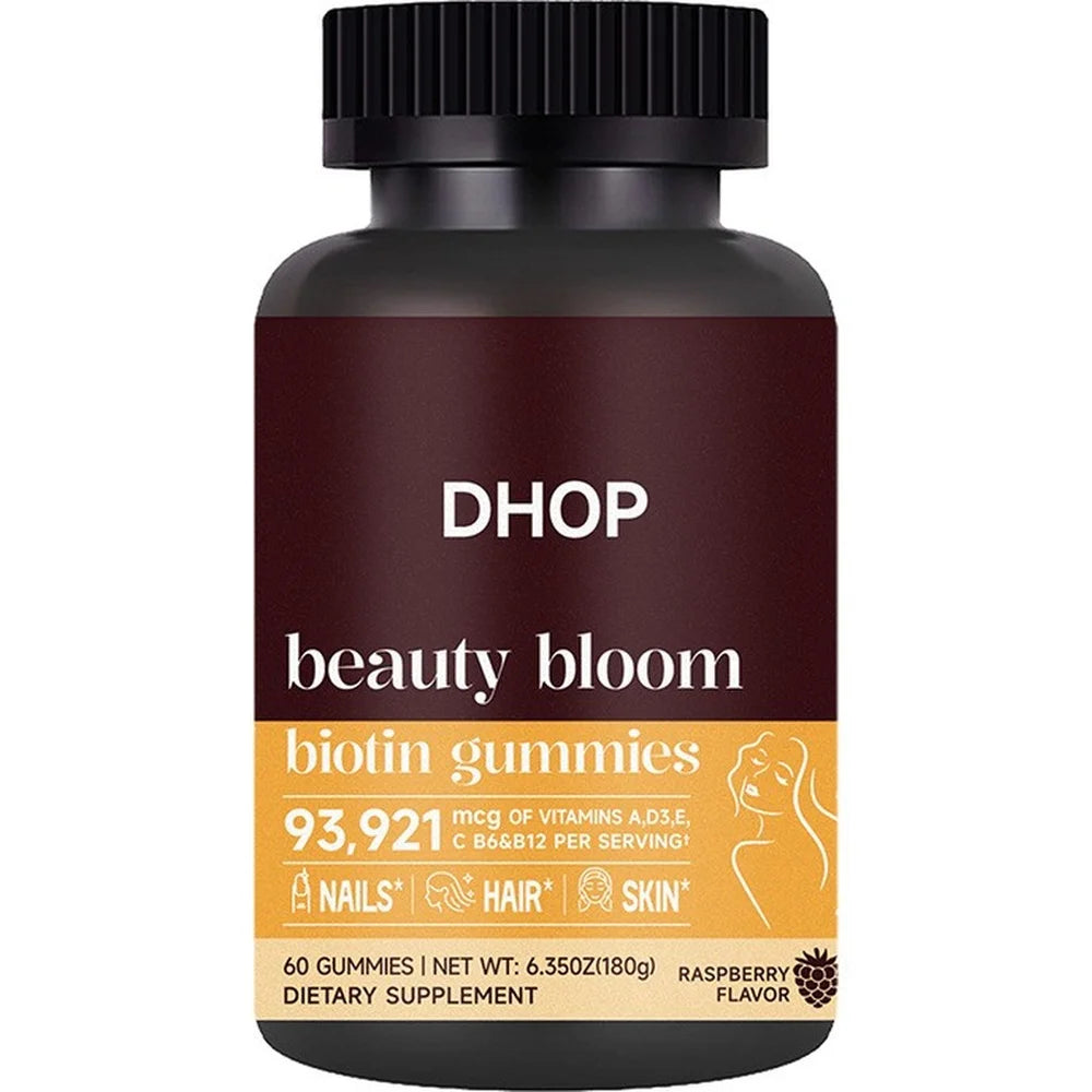 Biotin Gummies Daily Beauty Supplement Hair Skin Nails Support Multivitamin with Vitamins C D E B Complex 60 Count