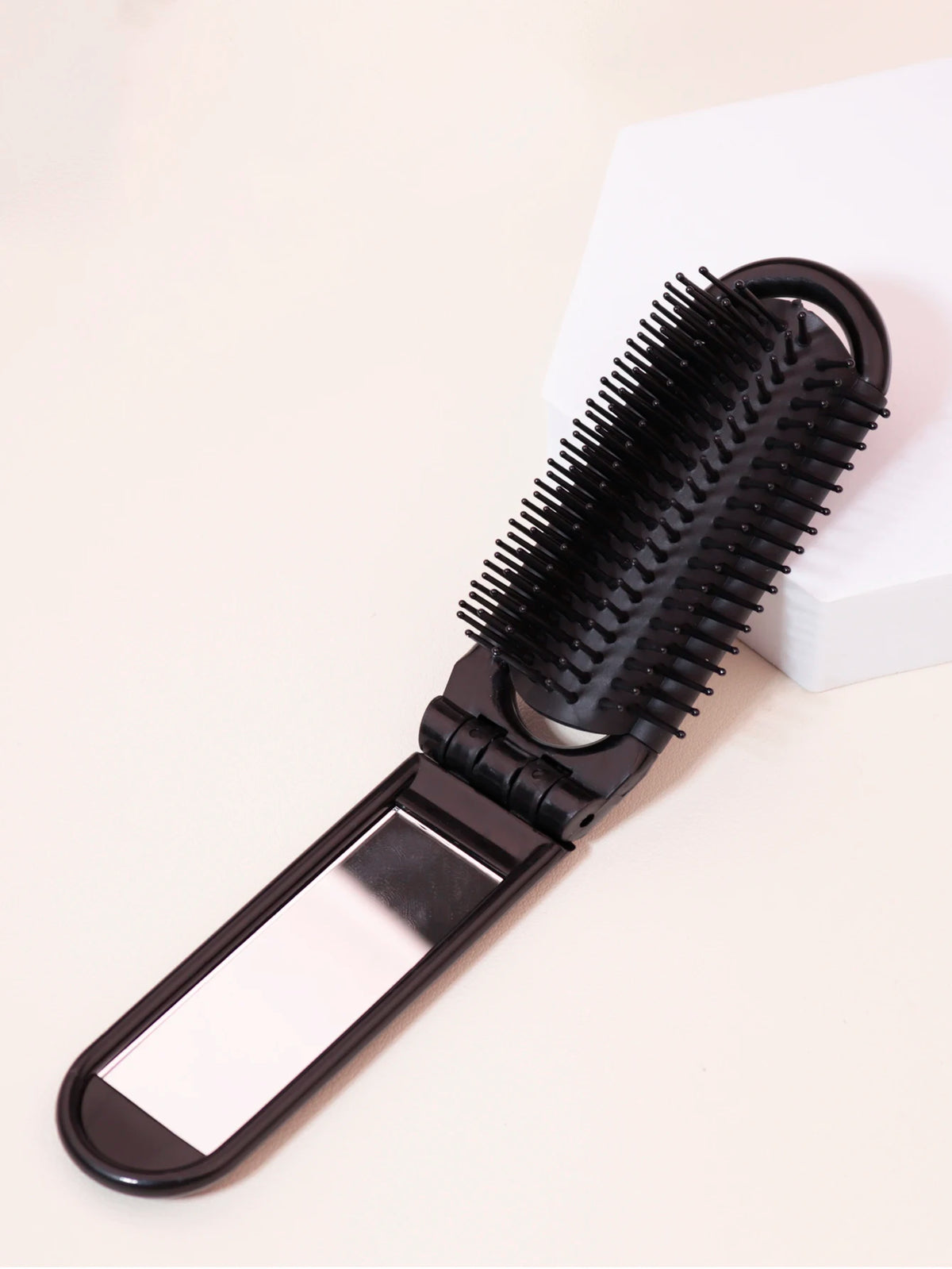 1pc portable mini foldable anti-static massage mirror hair comb travel girl with mirror foldable comb Special for real hair wigs