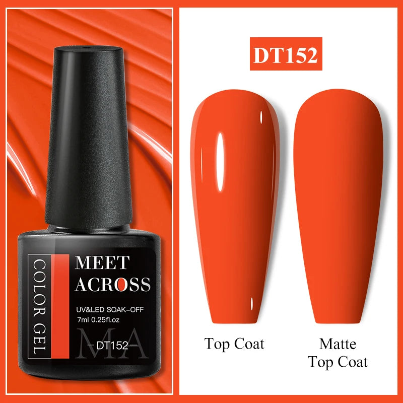 MEET ACROSS 7ml Dark Color Glitter Top Coat Gel For Nails Brocade Powder 2 In 1 Chameleon Nail Art Gel Varnish Manicure