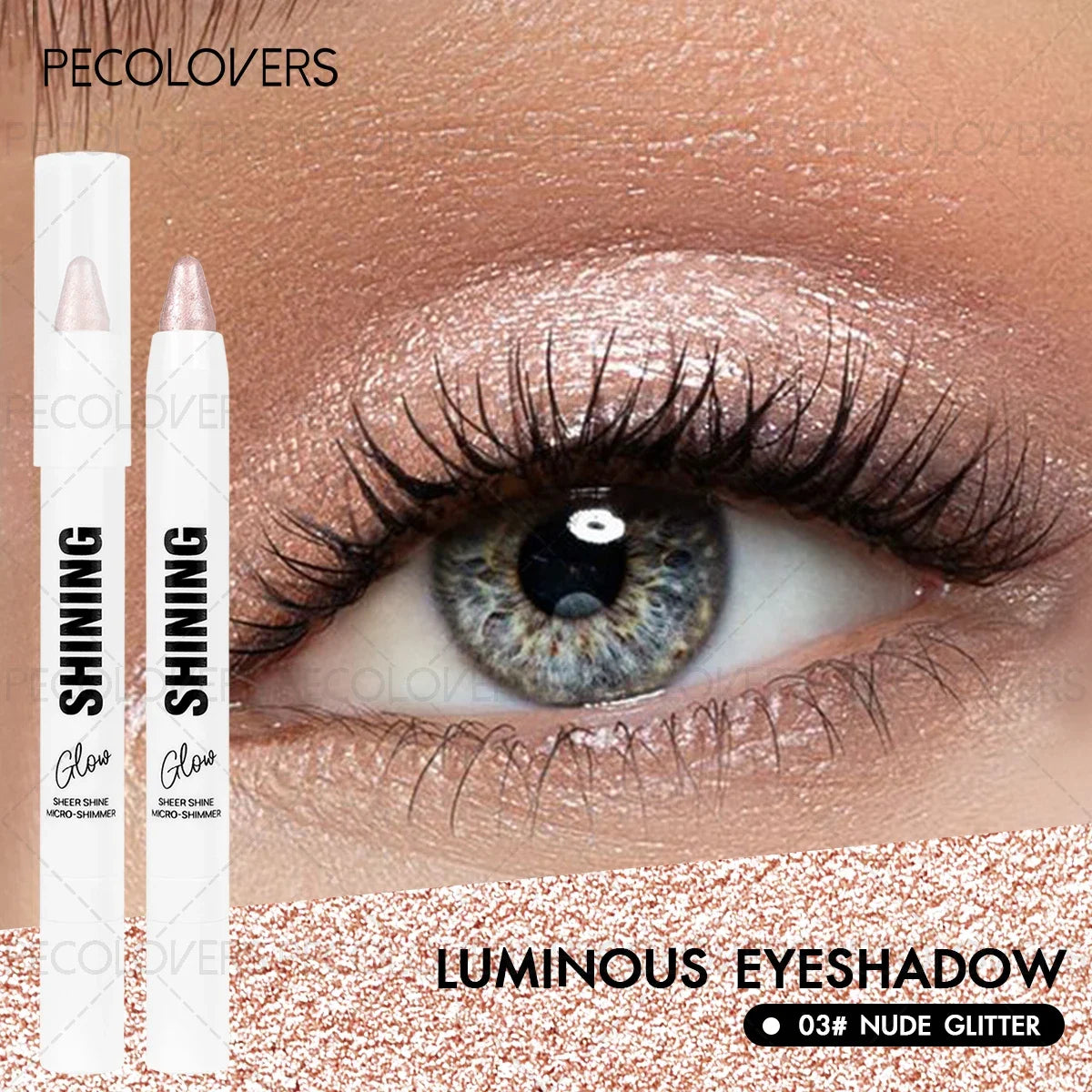 1PC Silvery Eyeshadow, White Eyeshadow, Eye Highlighter, Shimmering, Waterproof and Long-Lasting, Suitable for All Skin Tones
