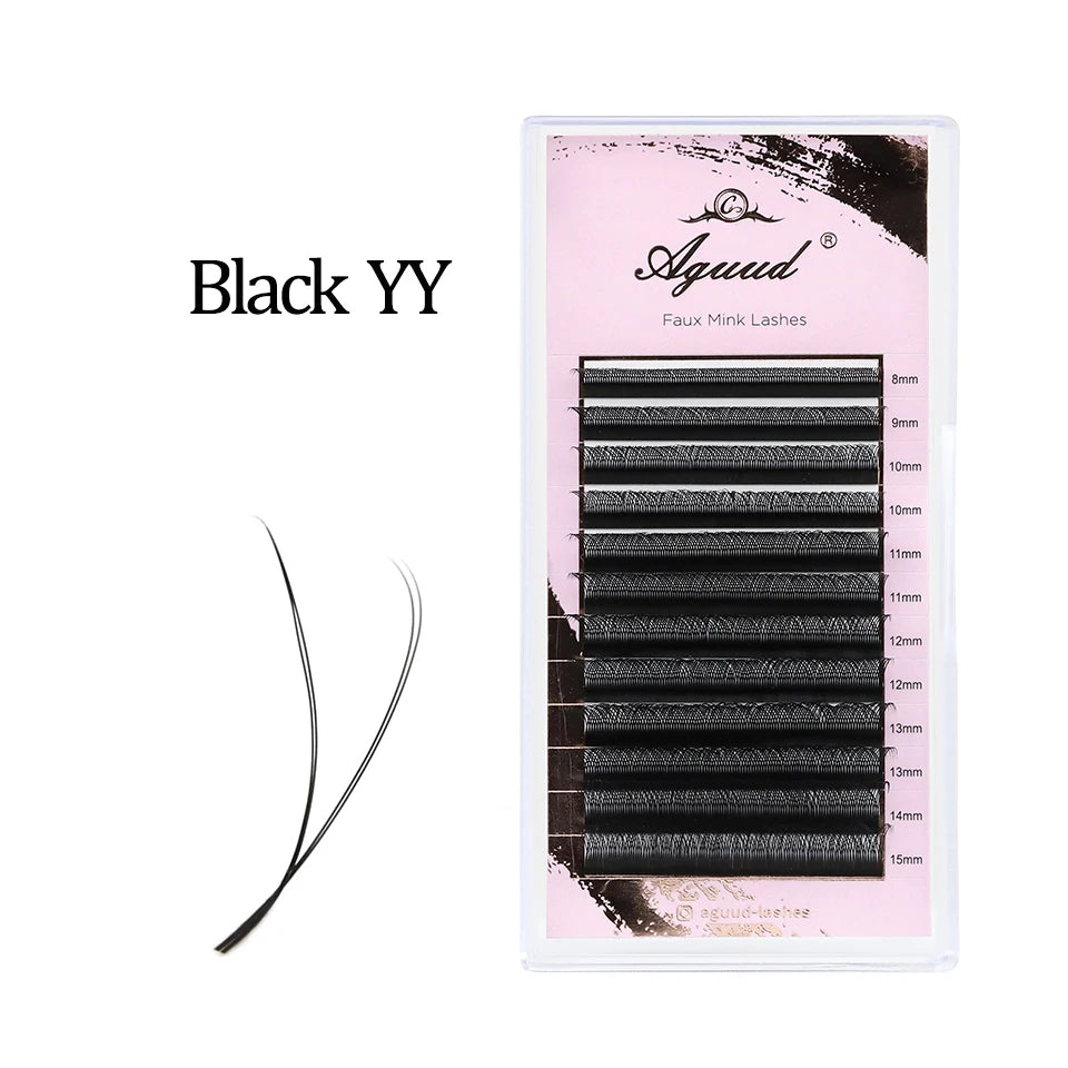 AGUUD NEW L M Brown 3D W Three-Core Shape Lashes Extension Premade Fan 3D Fairy Spike Eyelash W Style Natural 3D W Sandwich Lash