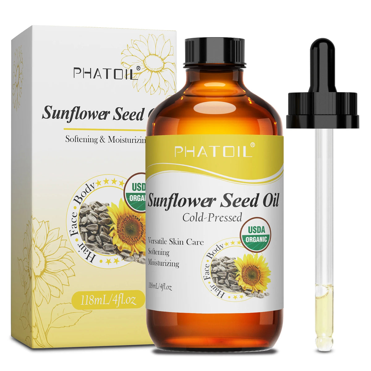 PHATOIL 118ml Moroccan Argan Oil Jojoba Oil For Skin & Hair Care Cold Pressed USDA 100% Pure Carrier Oils Body Massage Oils