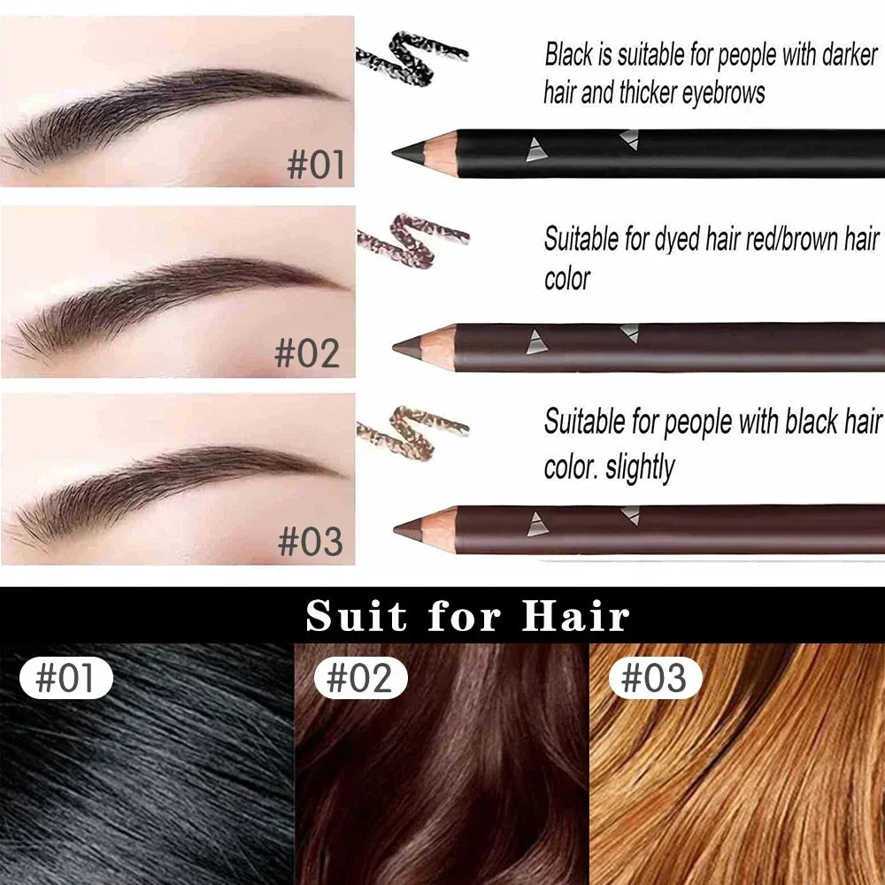 6/12PCS Eye Brow Pencil Waterproof Professional Women Eye Makeup Pen Easy Color Natural Black Brown Cosmetic Beauty Eyebrow Tool