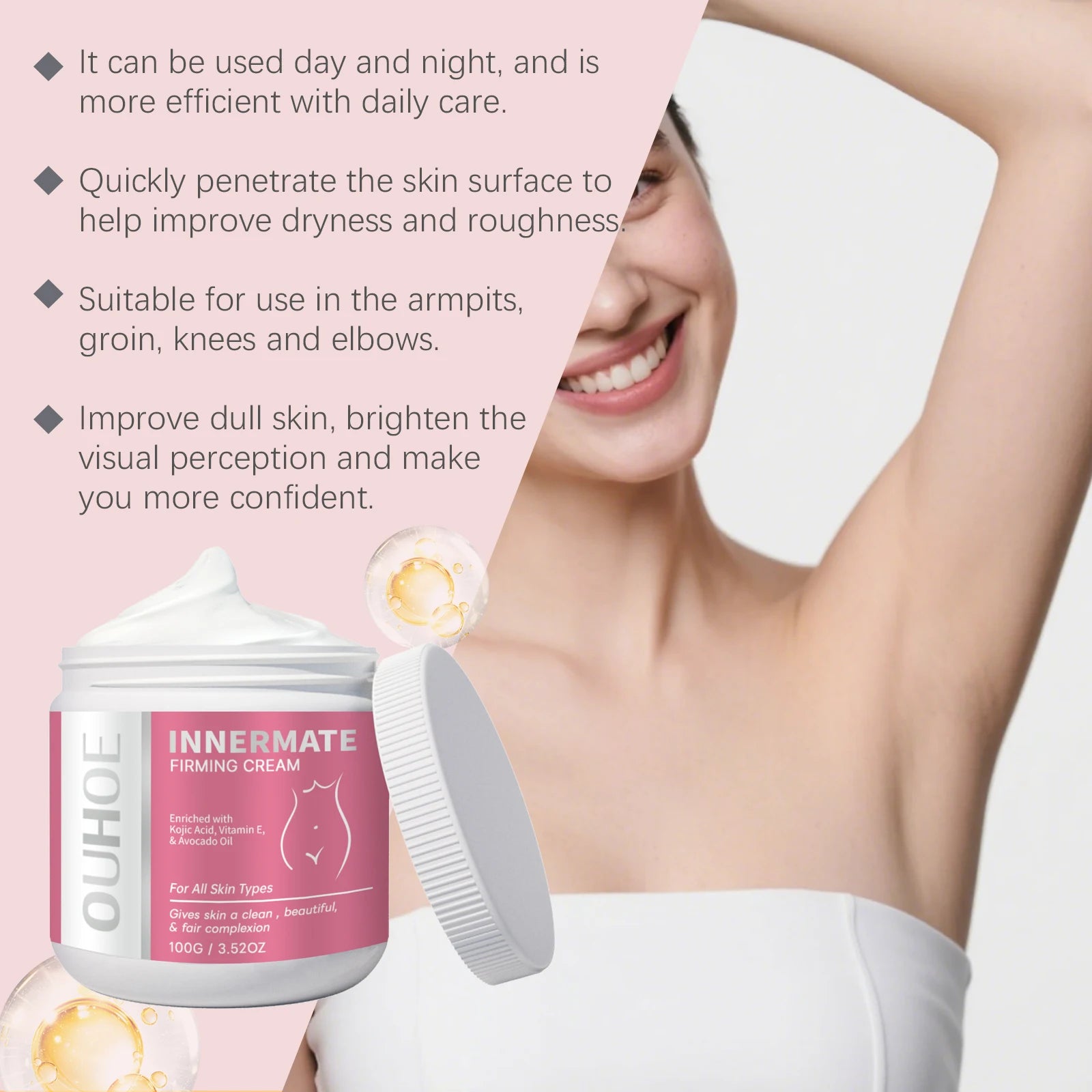 OUHOE Private Part Skin Tighten Whiten Cream Moisturizing Enhance Elasticity Brightening Skin Relieve Redness Lighten Dark Spots