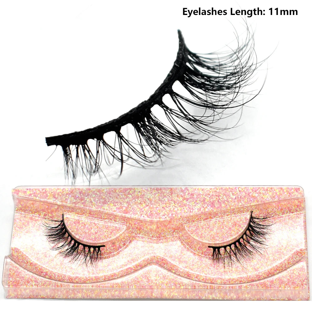 Half Lashes Short Mink Eyelashes Fluffy Soft False Eyelashes Wispy Cross Strip Eye Lashes Natural Mink Eyelash Extension Makeup