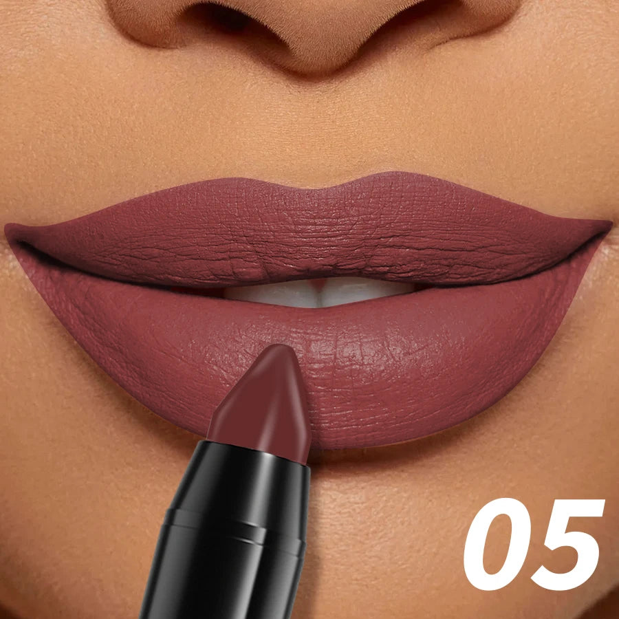 15-Color Velvet Matte Lipstick Pencil Waterproof  Red Brown Pink Long Lasting Lip Stick Korean Makeup Lip Tint Cosmetic Lipgloss