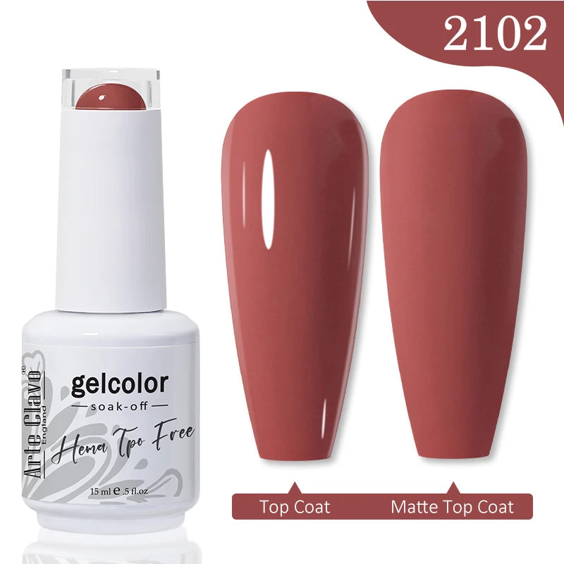 Arte Clavo 15ML Red Brown Color Gel Nail Polish Autumn Winter Nail Art Gel Nail Supplies Semi Permanent Soak Off UV Gel Varnish