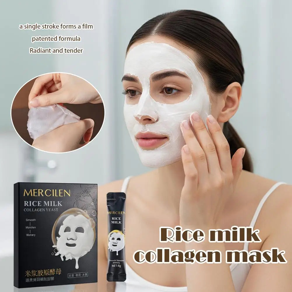 1/2/3Box Mercilen Rice milk collagen mask Moisturizing Hydrating Nourishing Peel-Off Face Mask Tearing Masks Skin Care