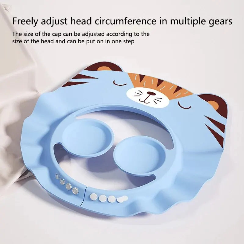 Baby Bath Visor Shampoo Cap Children Kids Shower Soft Cap Adjustable EVA Cap Waterproof Eye Protection Earmuff Headgear Fox Cap