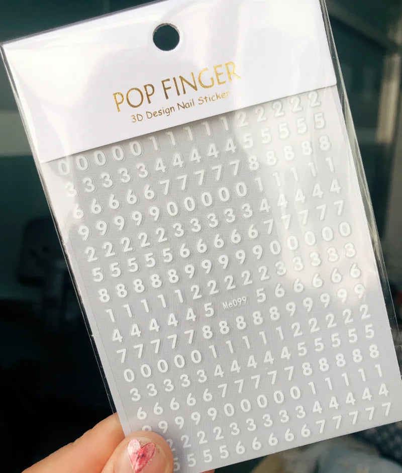 New Roman 26 English Alphabet Number 3D Self-adhesive Nail Art Decal Sticker Word Small Letter Nail Tattoos Decal Stickers