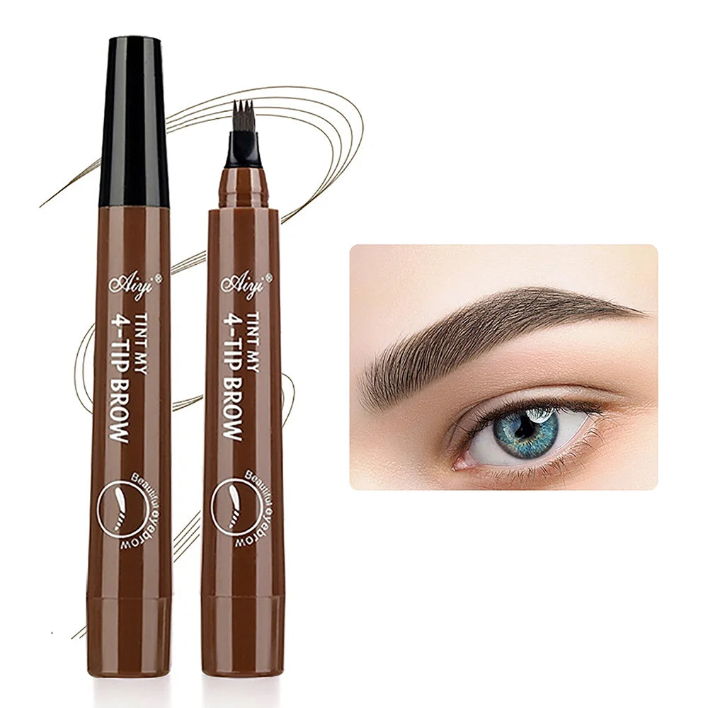 Waterproof Eyebrow Pencil, Quad Eyebrow Pencil, Natural Brow Makeup Long-Lasting Non-Fade Liquid Water Eyebrow Pencil (5 Colors)
