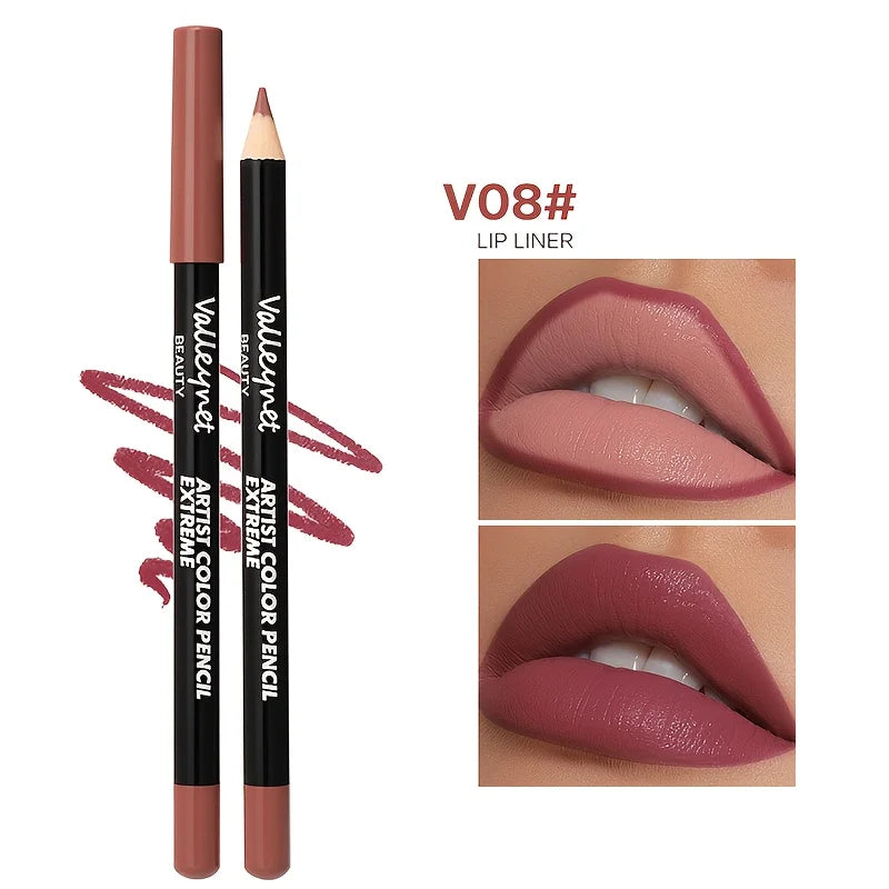 Matte Lip Liner Pencil,Creamy High- Lip Liner Crayon,Waterproof Smudge-Proof Non-Stick ,Long Lasting Matte Finish,Easy to Use