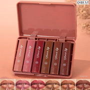 QIBEST 6PCS Lasting Matte Lipstick Pencil Set Twist-Up Velvet Matte Lip Stick Pen Smooth Pink Red Lipliner Lips Crayon Makeup