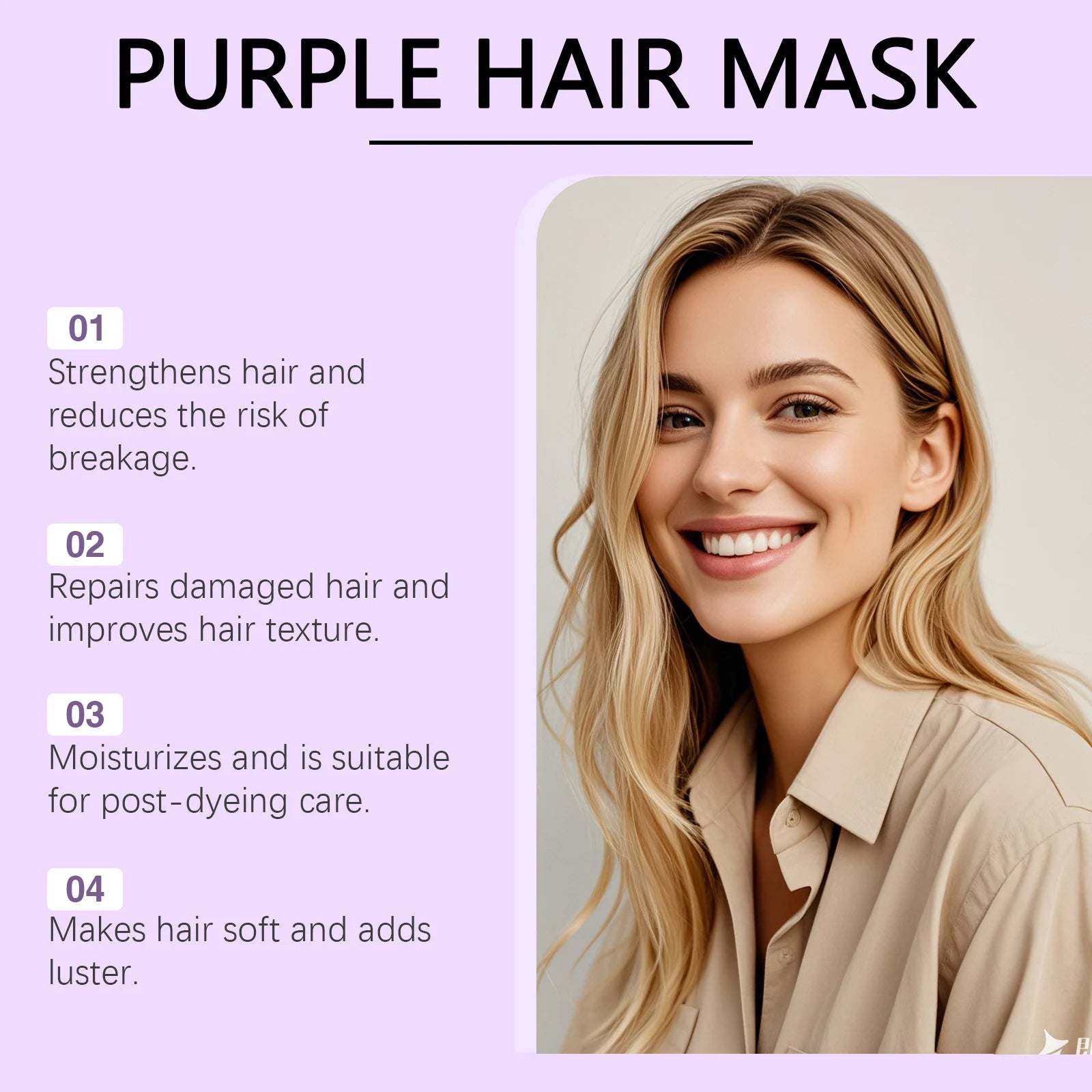 Purple Keratin Hair Mask Protein Repair Treatment For Blonde Bleached Hair Deep Hydration Nourishing Damaged Dry Frizzy Hair