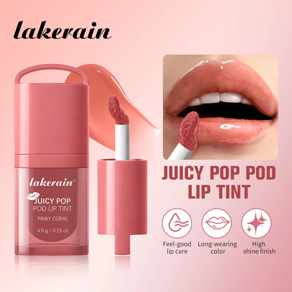 Juicy Box Shape Lip Tint Gloss Moisturizing Lightweight & Non-Sticky Lip Staion Long-Lasting High Shine Finish Lips Makeup