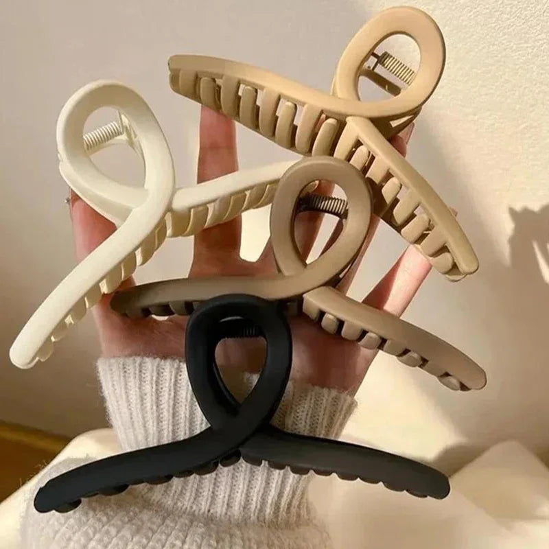 Fashion Large Cross Matte Hair Claw Crab Clips Korean Hair Accessories Women Girls Hairpin Hairgrips
