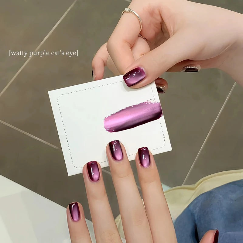 MIANEL 10ML Water-gloss Purple Cat Magnetic Gel Nail Polish 2026 New Clear Purple Glass Beads Cat Eye Nail Polish 1-6pcs