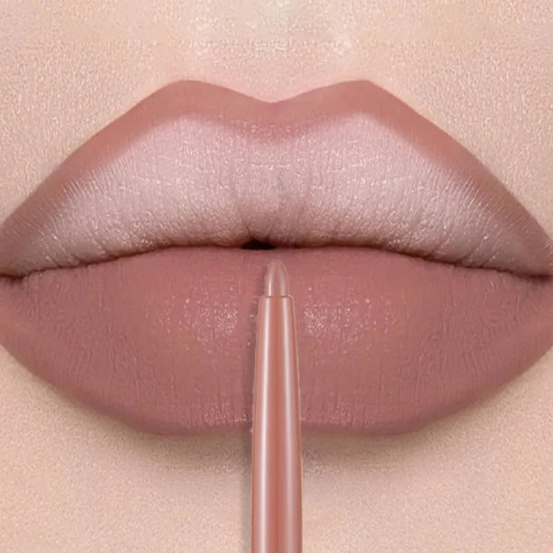12 Colors Lip Liner Lipstick Pen Long-Lasting Waterproof Sweatproof Lip Contouring Pen Matte Velvet Non-fading Color Lips Makeup