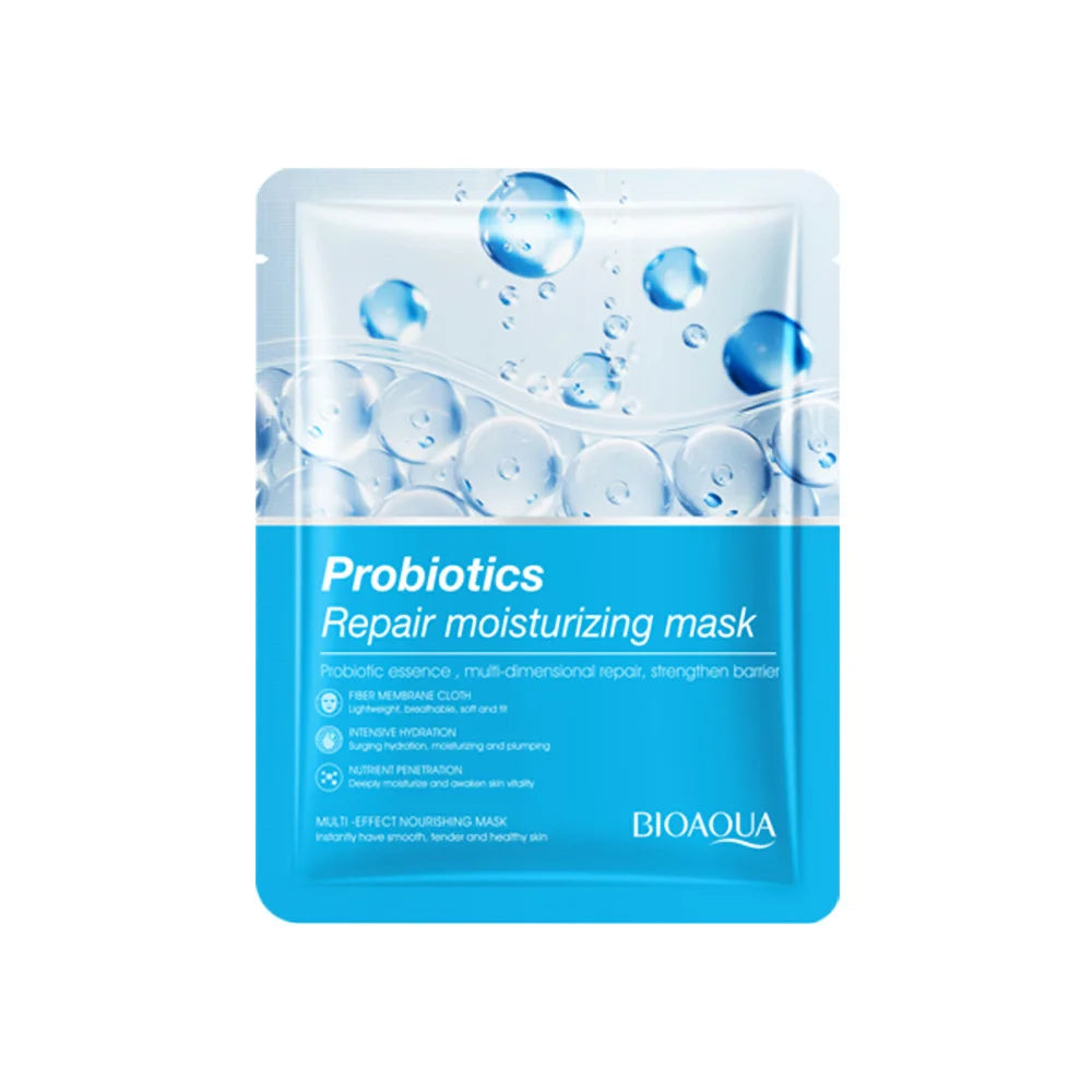 10 Pcs BIOAOUA Probiotic Repair Facial Mask Moisturizing Delicate Skin Facial Mask Sheet for Acne Removal & Depth Replenishment