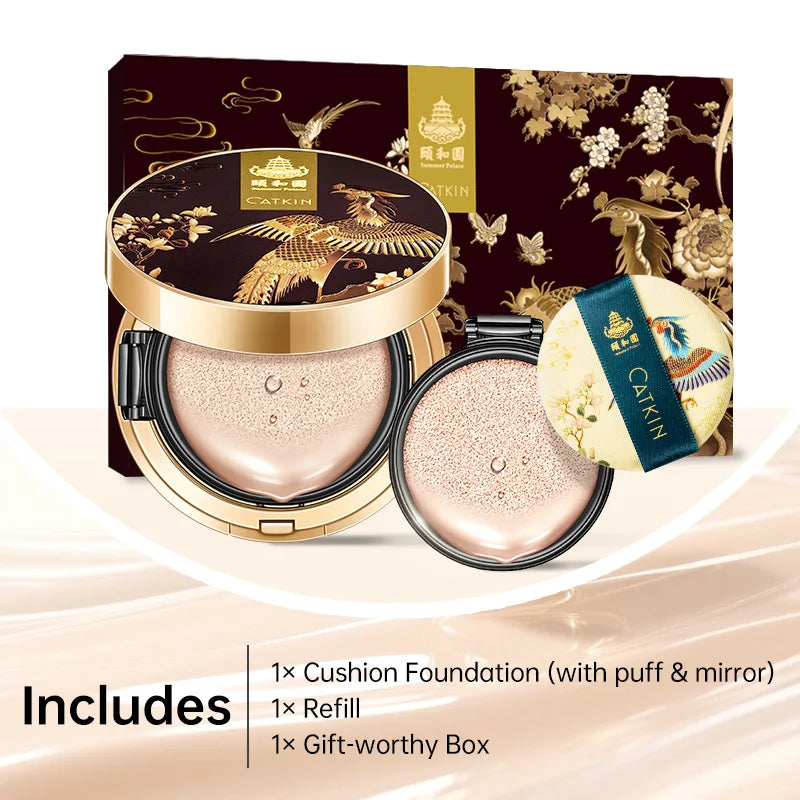 CATKIN BB Cream Air Cushion Foundation Moisture Natural Cover Concealer + Free Refill Medium/Light 0.46 Ounce