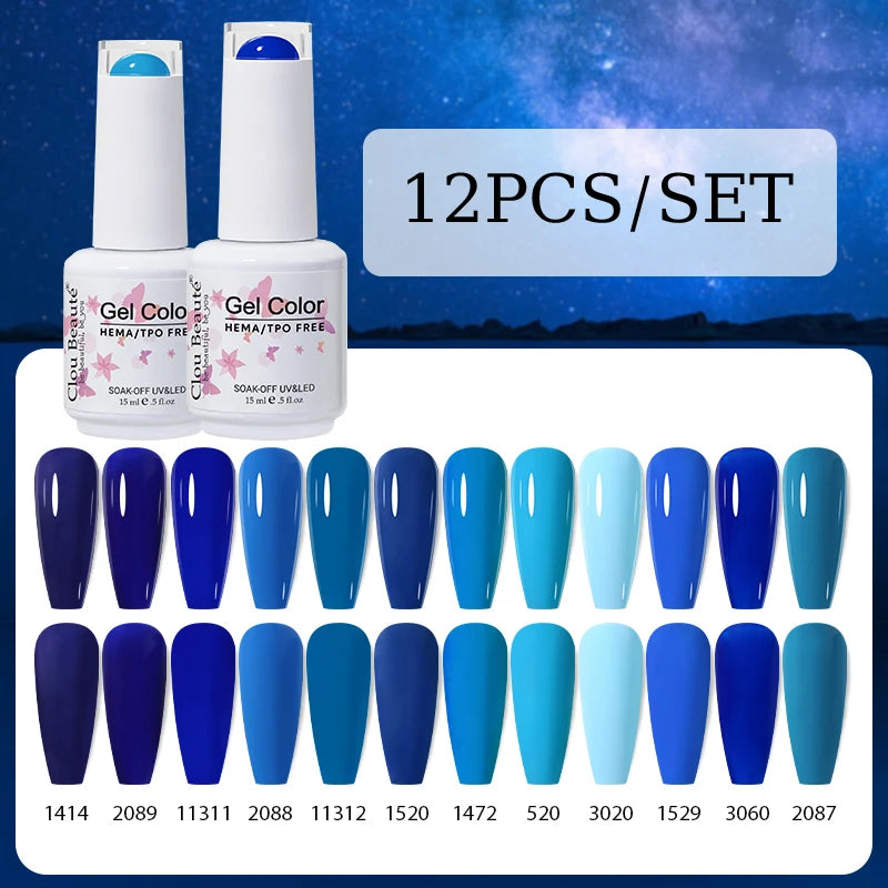 Clou Beaute 12pcs Gel Nail Polish Manicure Set Color 15ml White Glass Bottle Nail Art Kit Vernis Semi Permanent Nail Art Varnish