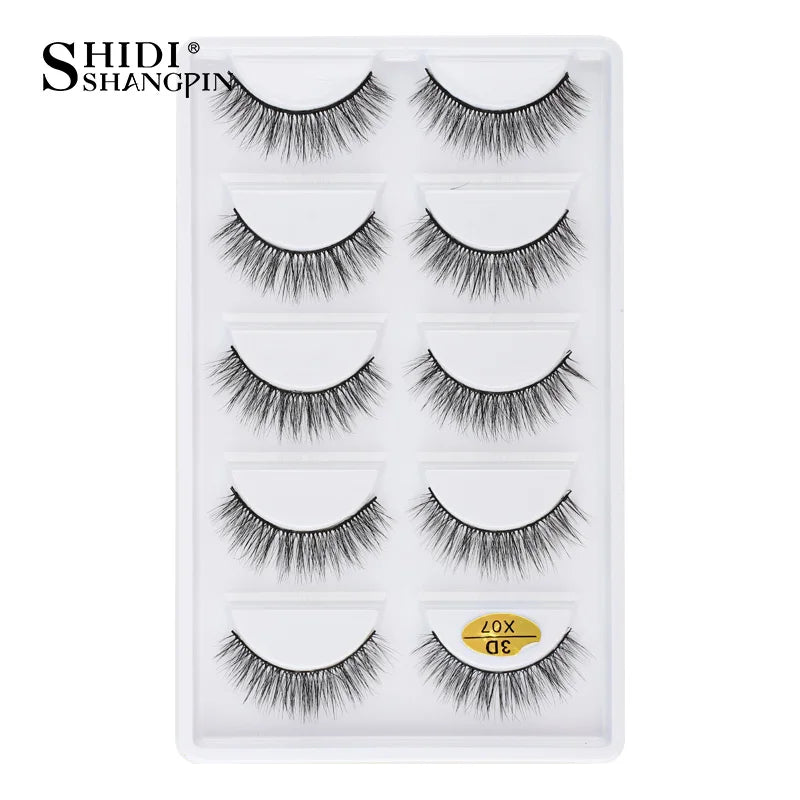 3D Faux Mink Lashes X05 Fluffy Wispy False Eyelashes 5Pairs Reusable Soft Volume Eyelashes Natural Look for Daily & Party Makeup
