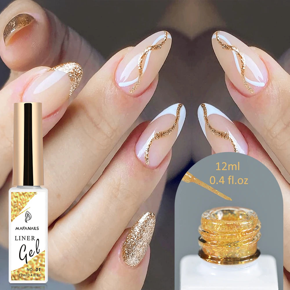 5/8/10/12ml 5D Metallic Painting Nail Gel Silver/Gold Liner Polish Mirror Chrome Effect Gel Nail Polish Soak Off UV/LED Drawing^