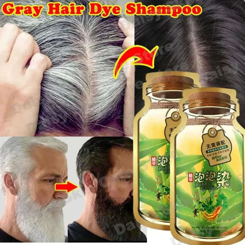 Natural Plant Herbal Hair Dye Shampoo 5 Minutes Change Hair Color Non-irritating Nourishing Repairs Gray White Hair Beauty Care