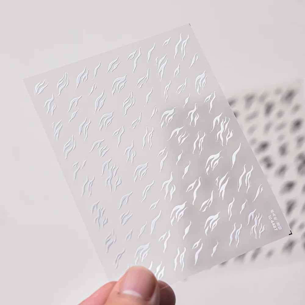 1pcs Elegant 5D Pearl Lace Wave Nail Art Stickers Exquisite White Lines Nail Decoration Decals DIY Self Adhesive Transfer Slider