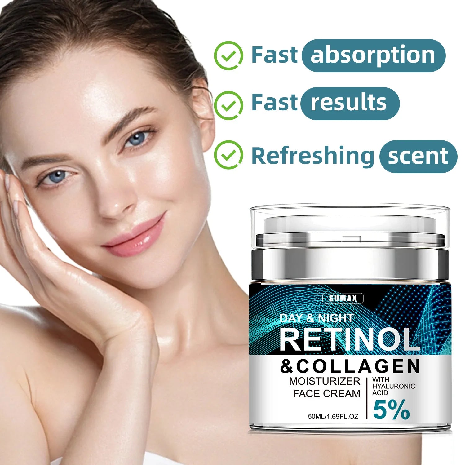 Retinol Improve Wrinkle Face Cream Collagen Lighten Firming Fine Lines Brightening Nourishing Moisturizer Beauty Skin Care 50ml