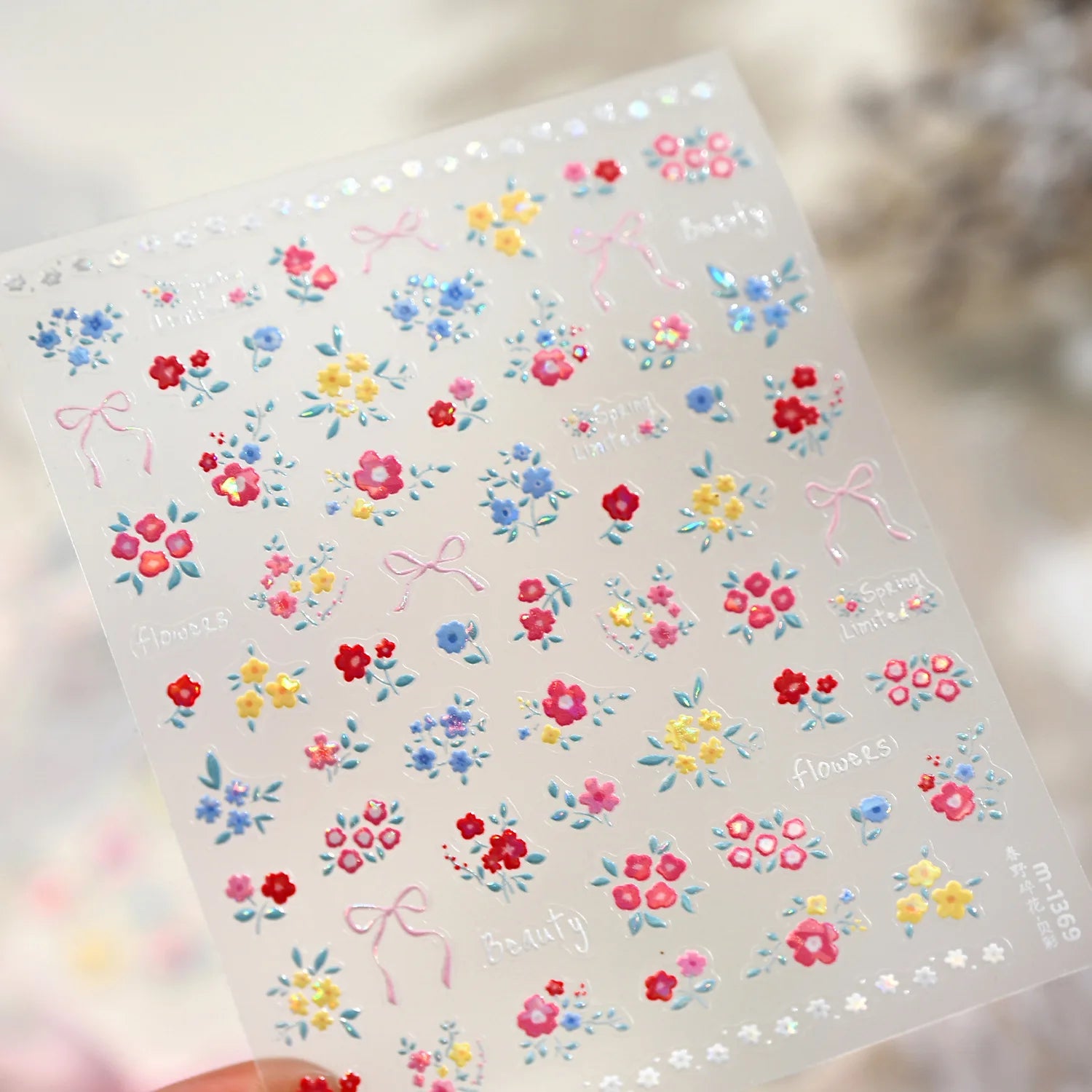 5D Black Silver Dream Thorn Clover Thorn Leaf Silver Spiral Pink Diamond Flower Silver Star Nail Art Stickers Embossed Decals