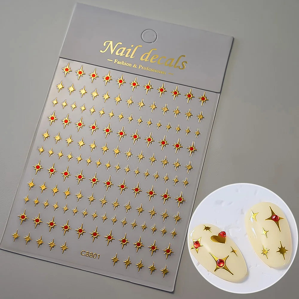 1pcs Star-Themed Nail Art Stickers 3D Self-Adhesive Plastic Decals With Glitter Finish Anime Rectangle Shape Ideal For DIY Nails