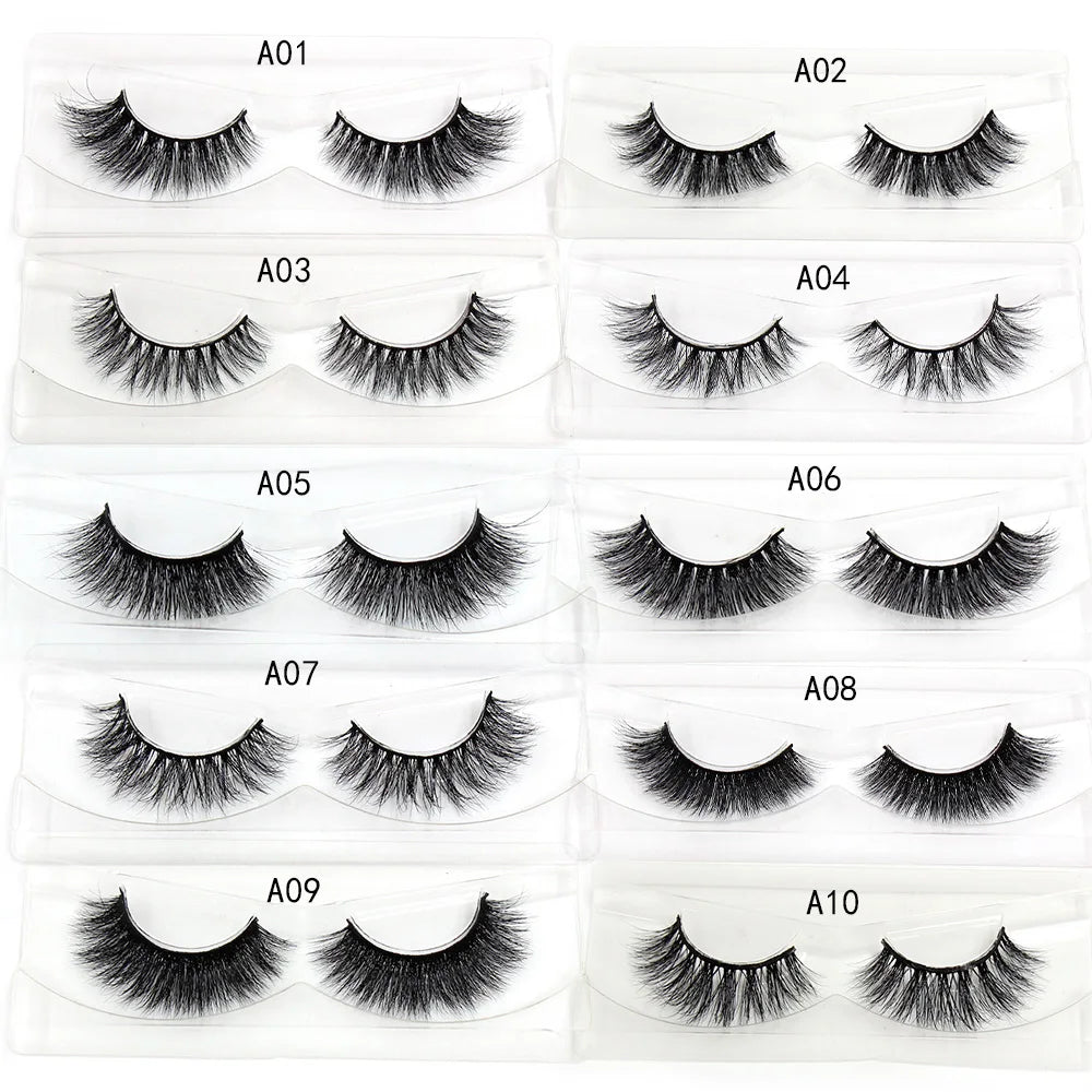 AMAOLASH Mink False Eyelashes 3D Mink Lashes Handmade Glamorous Strip Lashes Volume Fake Eyelashes Natural Long Eye Lashes A10