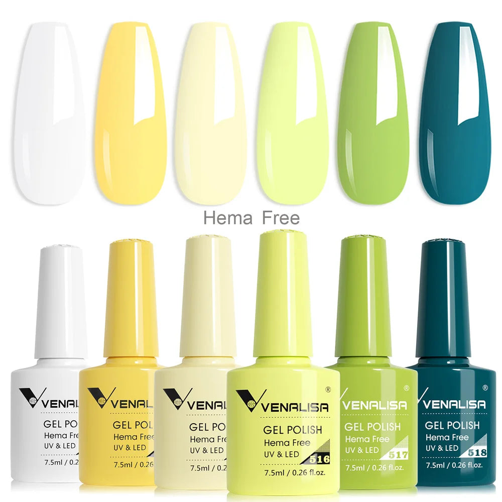 Venalisa Nail Gel Polish Kit HEMA TPO FREE Nude Pink Color Collection Self Leveling Full Coverage Nail Manicure Set 6Pcs Kit