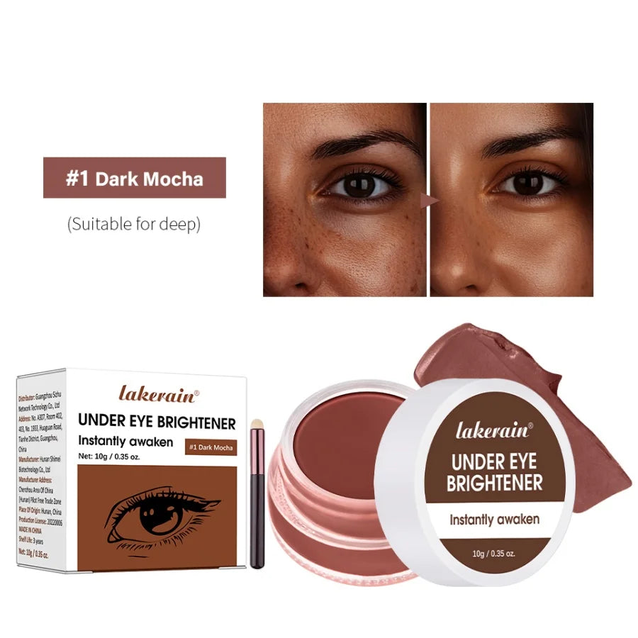 Lakerain Eye Concealer with Brush Durable 3D Shaping Cream for Dark Circles Age Lines Spot Covering Long-lasting Makeup