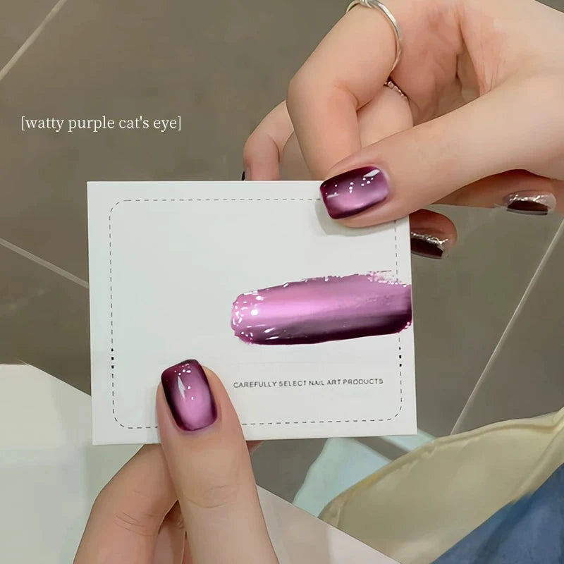 MIANEL 10ML Water-gloss Purple Cat Magnetic Gel Nail Polish 2026 New Clear Purple Glass Beads Cat Eye Nail Polish 1-6pcs