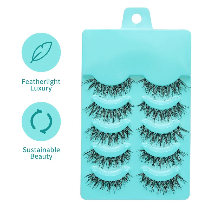 5 Pairs Individual Lashes Wispy Women Makeup Eyelash Extension Natural False Eyelashes Japanese False Eyelashes Cosplay Cilia