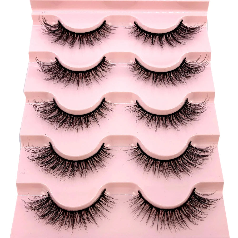 New 5 pairs of handmade mink eyelashes fake eyelashes natural nude makeup simulated cross messy eyes 3D curly eyelashes