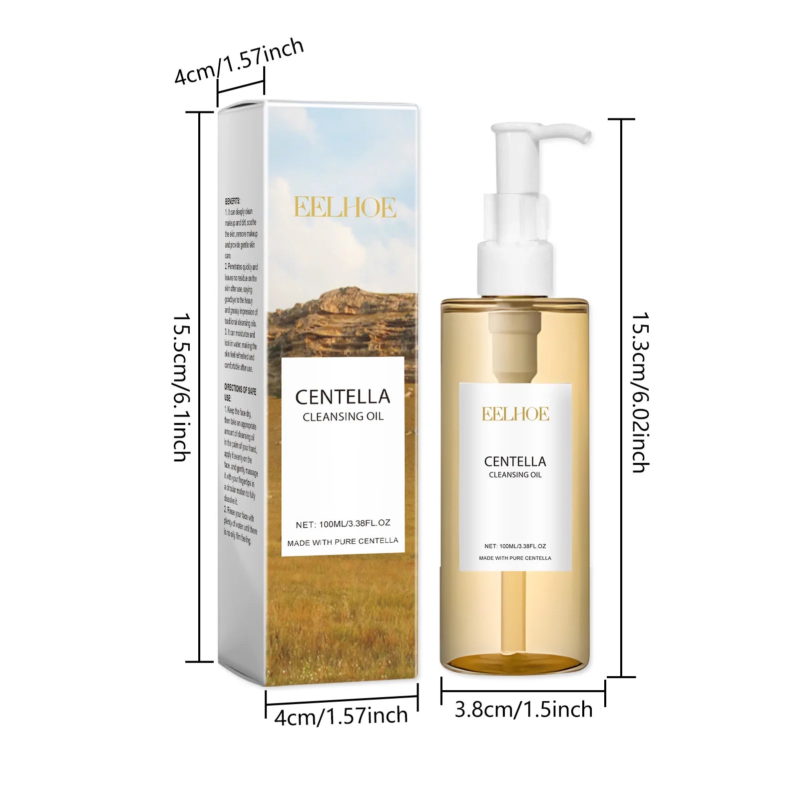 Centella Cleansing Oil Gentle Makeup Remover Oil Deep Pore Cleansing Blackhead Remover Non-Comedogenic Hydrating Oil Cleanser