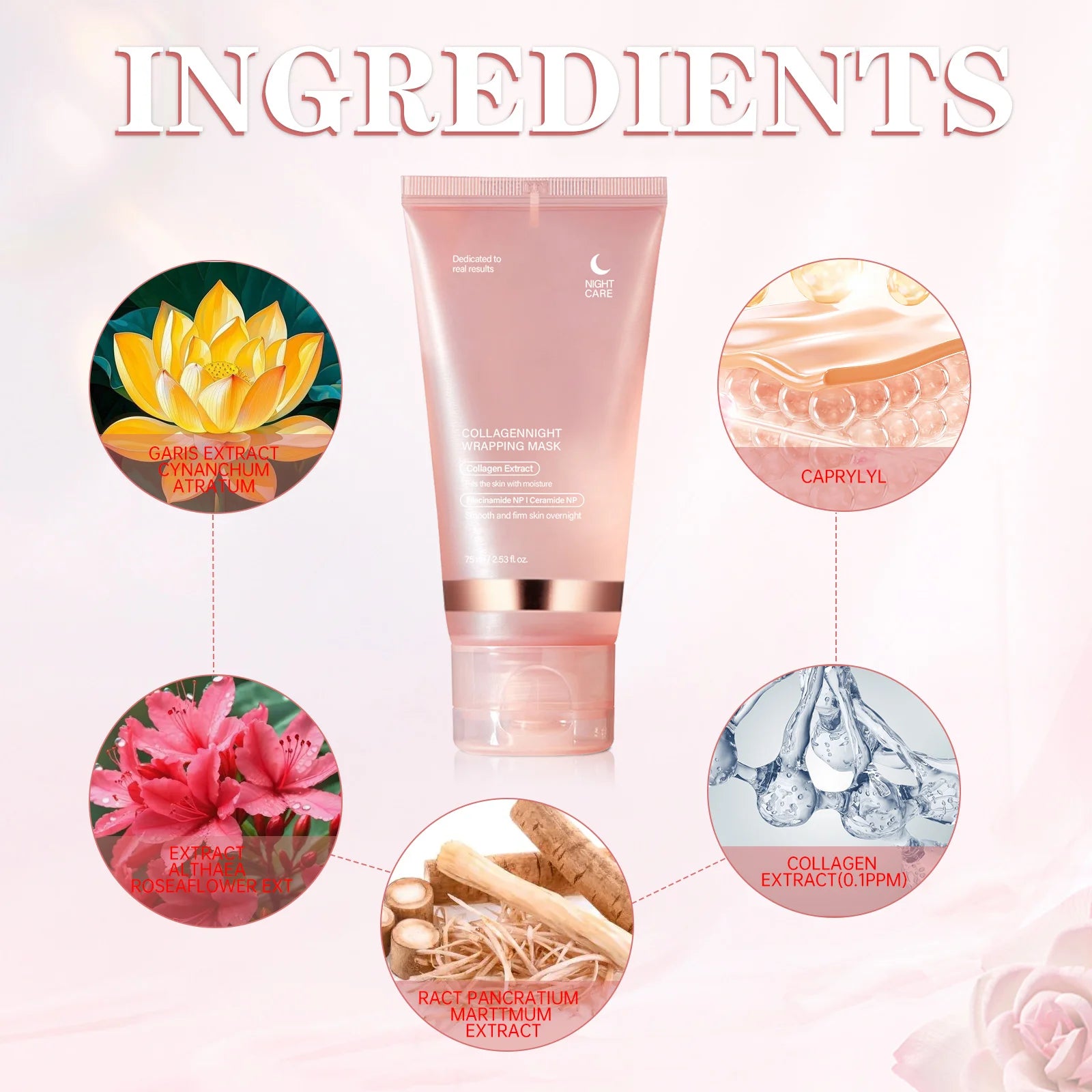 Overnight Collagen Firming Mask 75ml - Deep Moisturizing Pulling Formula for Smooth, Radiant Skin by Morning Wake-Up Glow.