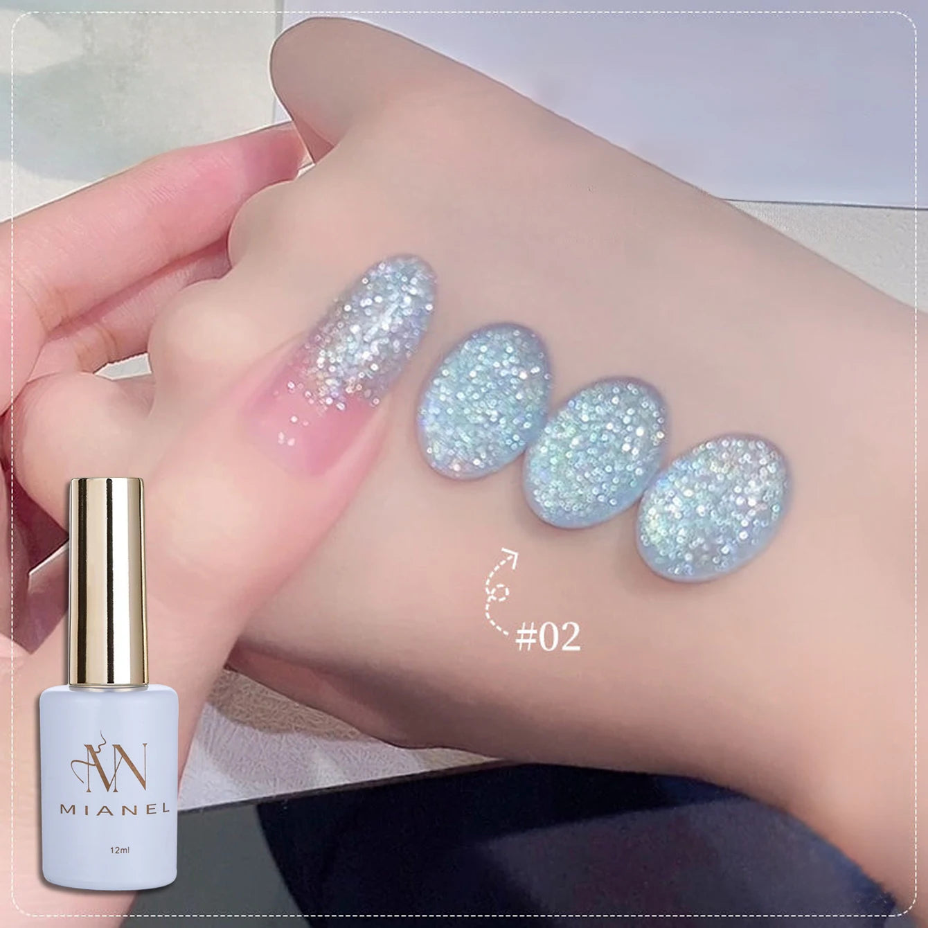 MIANEL 1pcs 12ML Summer Dream Dress Fine Glitter Gel Nail Polish 2025 New Style Popular Whitening Glitter Crushed Diamond