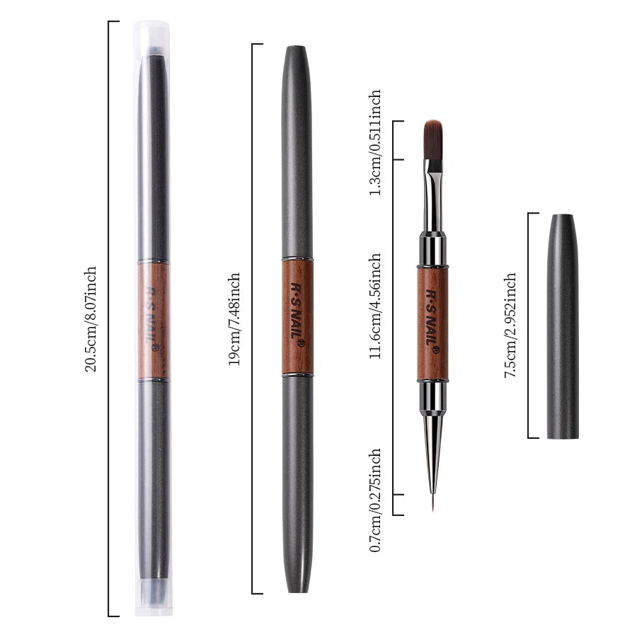RSNAIL 1/2pcs Dual-ended Nail Design Brushes Phototherapy UV Builder Gel Nail Brush Silicone Carving Pen for DIY Manicure Tool