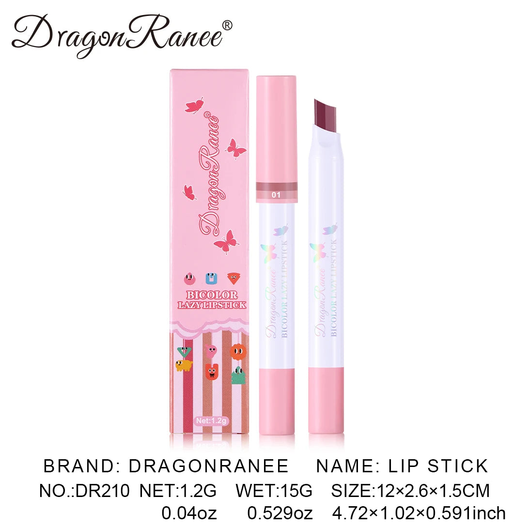 Two-Color Lipstick Pen, Matte Finish, Long-Lasting Effect, Two-Color, Fine Texture, Waterproof, Non-Fading Lip Gloss, Natural and Easy-To-Apply Lipstick
