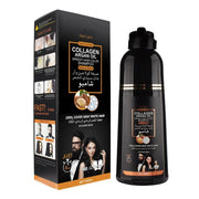 3-in-1 Collagen Argan Oil Shampoo Long-Lasting Black Hair Dye Shampoo for Men Women Nourishes Colors Gray Hair, 400ml Formula