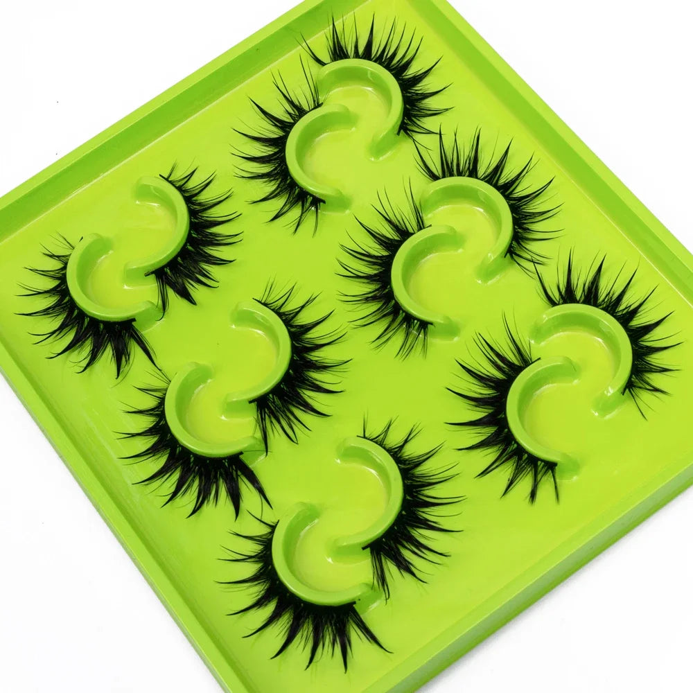 HBZGTLAD 6Pairs Female Cosplay Fake Eyelashes Korean Makeup New Style Wet Spikes 3d Eyelash Bulk Wholesale Manga Lashes