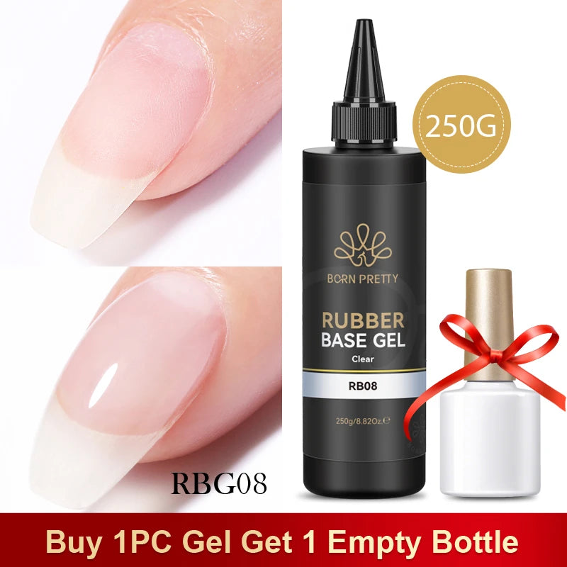 BORN PRETTY 250g Super Top Coat Base Gel Soak off UV LED Drying Long Lasting Semi Permanent Jelly Nude Pink Gel Nail Polish